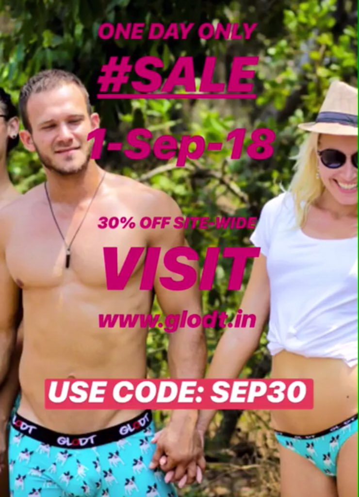 One Day Only
 #SALE
30% off site-wide
1-Sep-2018
Visit glodt.in
Use code: SEP30
Free shipping in India
💝
#shopping #discount #discountcode #lingerie #underwear #wearwithpassion #fashion #fashionunderwear