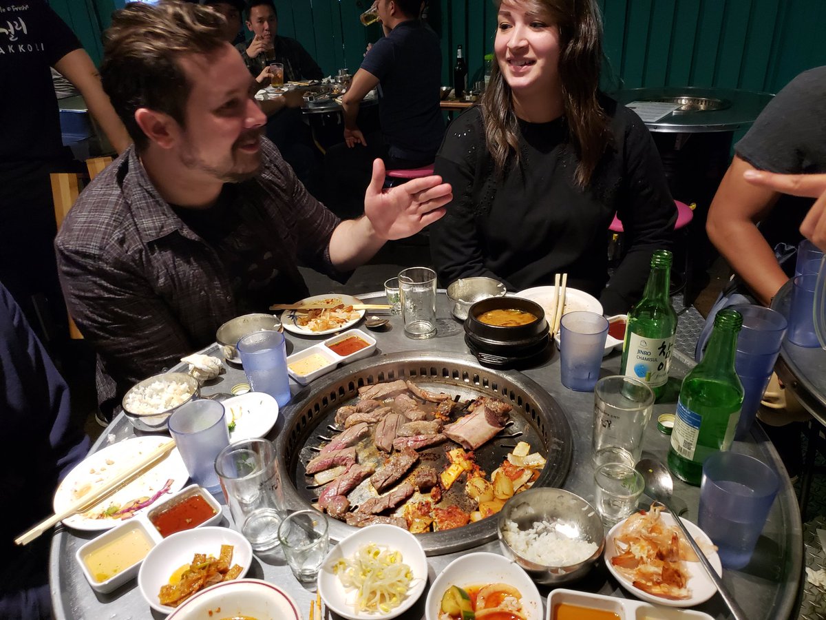Having great time with friends eating some Korean BBq