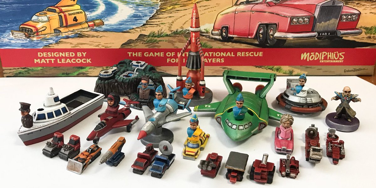 Kanjin サンダーバード協力型ゲーム 拡張 トレイシーアイランド のペイント完了です 基本セットと並べて記念撮影 細かくて アイテム数が多いので思いのほか しんどかった Thunderbirds Coop Game Citadel