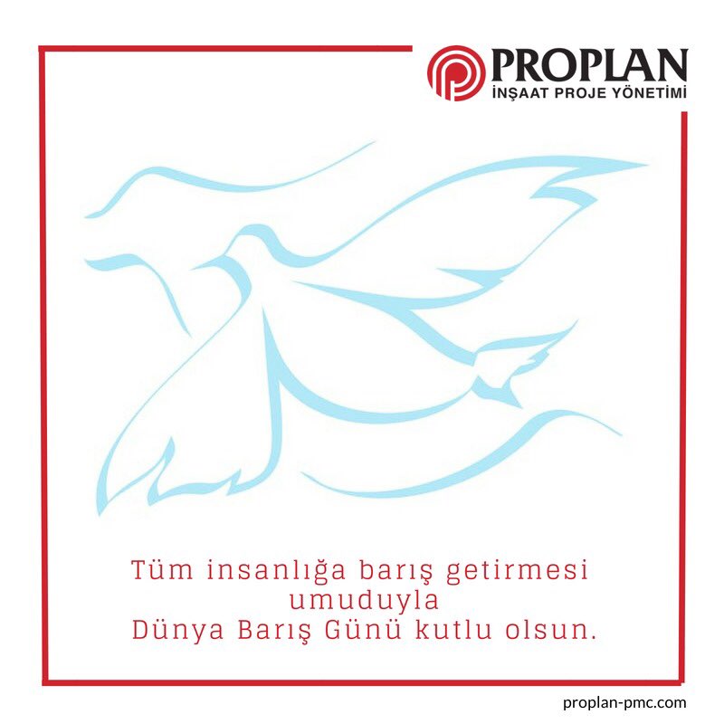 Dünya Barış Günü Kutlu Olsun.. 
proplan-pmc.com #1EylülDünyaBarışGünü #1EylulDunyaBarisGunu #Turkey #Türkiye #ProPlanprojectmanagement #ProPlanprojeyönetimi