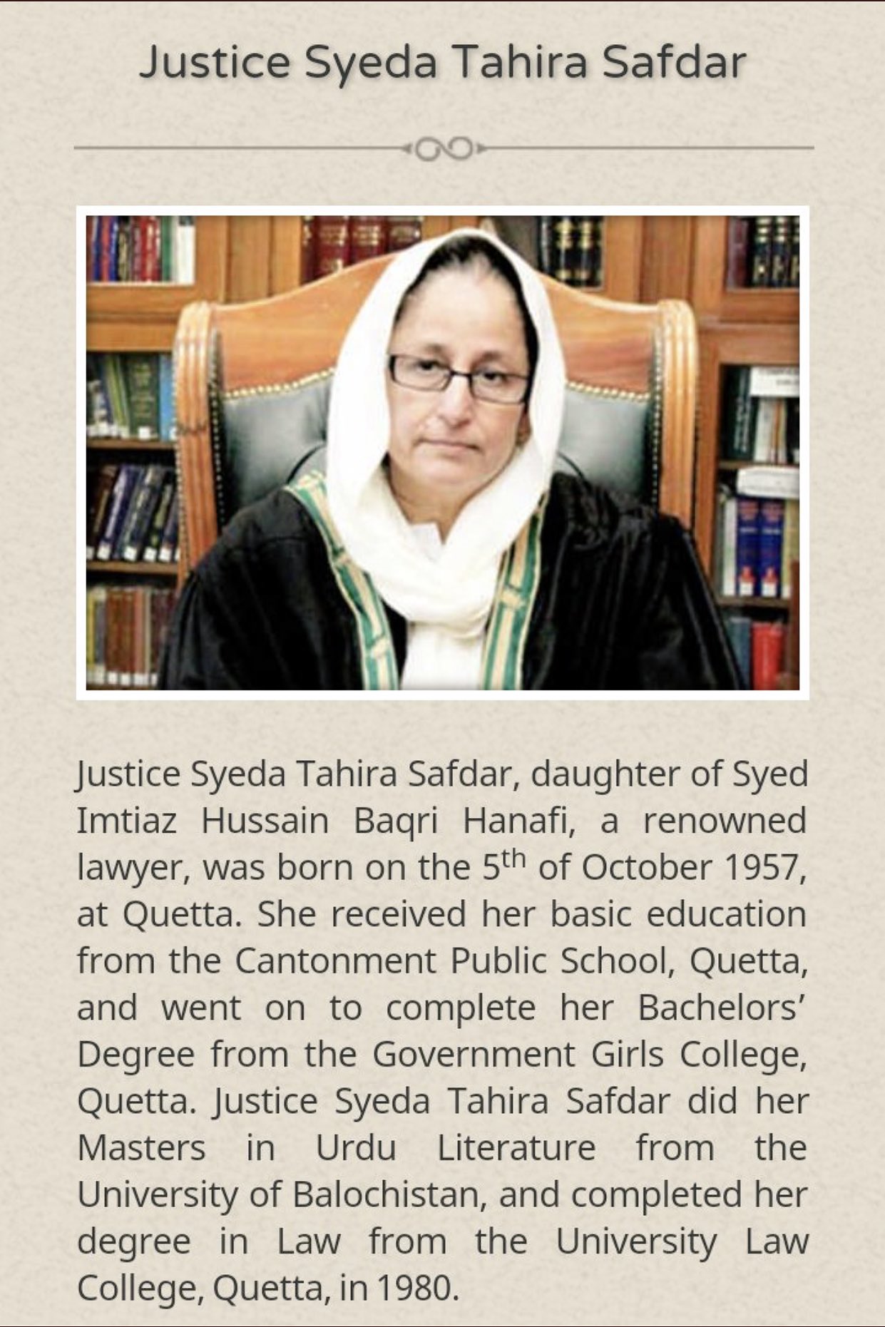 Justice top tahira safdar