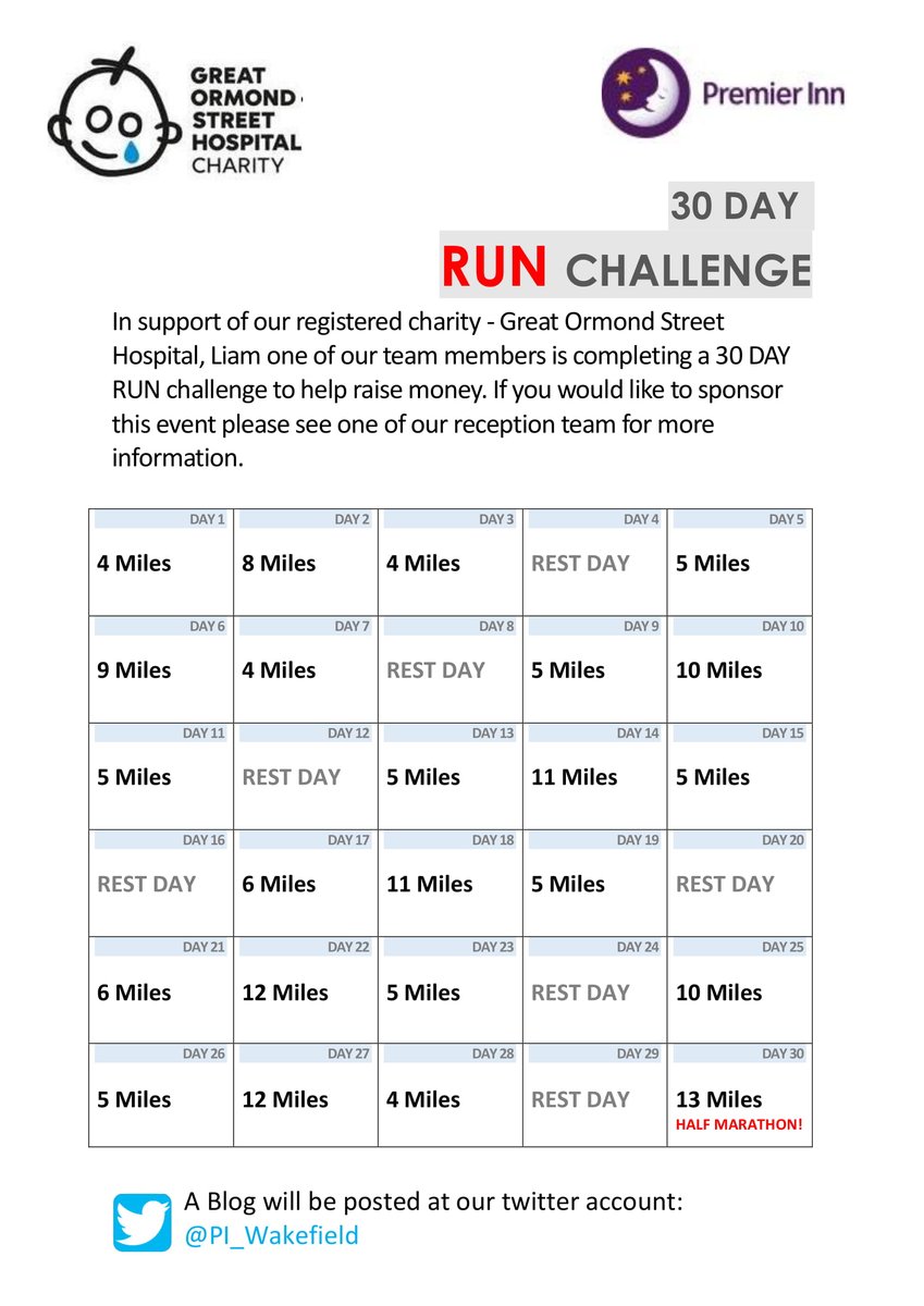 Please Sponsor &amp; Retweet our team member Liam Brennan's 30 Day Run Challenge to help raise funds for <a href="/GreatOrmondSt/">Great Ormond Street Hospital for Children</a> . The just giving page and other social media streams will be updated along the journey. Read his story here: justgiving.com/fundraising/Li…