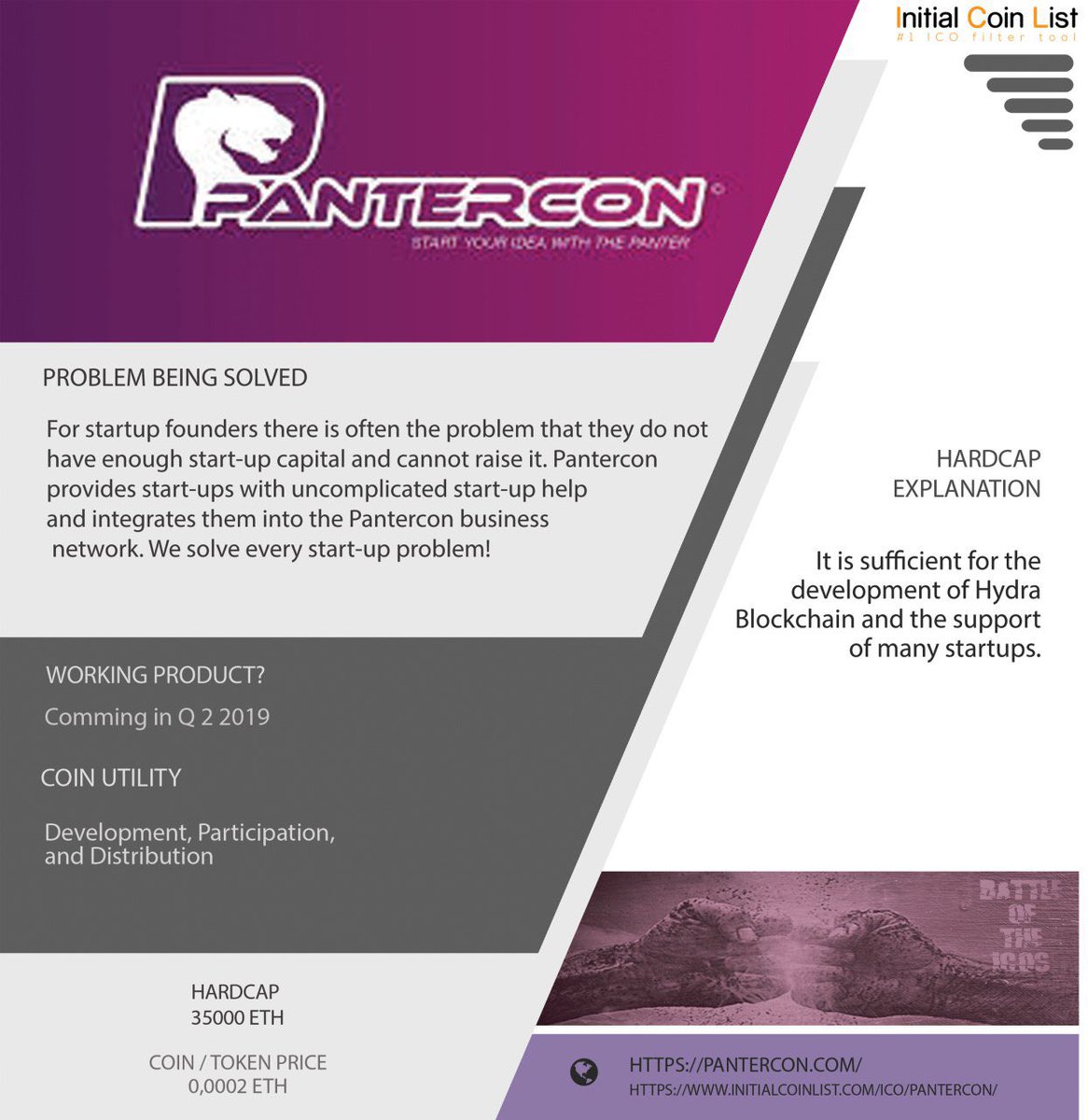 pantercon's tweet photo. The battle is on!  Please vote for us! https://t.co/YExU8xtrlw
#pantercon #panterpanx #battleoftheicos #initialcoinlist #ICO #cryptocurrencies #CryptoNews #Tokensale # https://t.co/Zd4l6o0y5y
