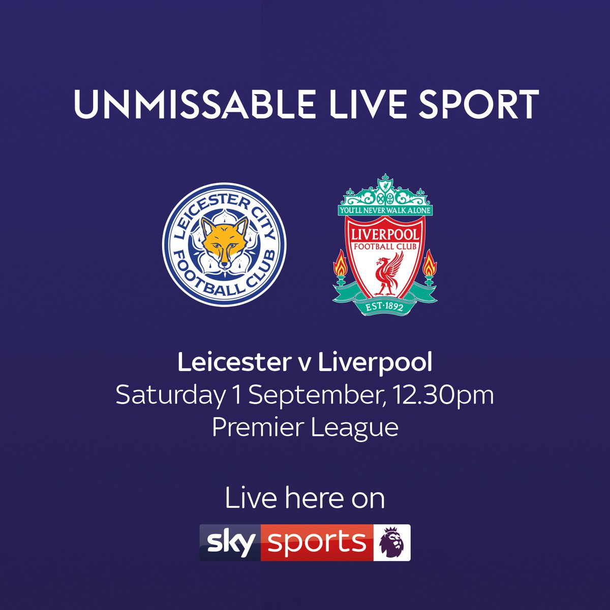 First up today at The Beehive, Leicester v Liverpool 12:30pm LIVE in HD! On our five screens!