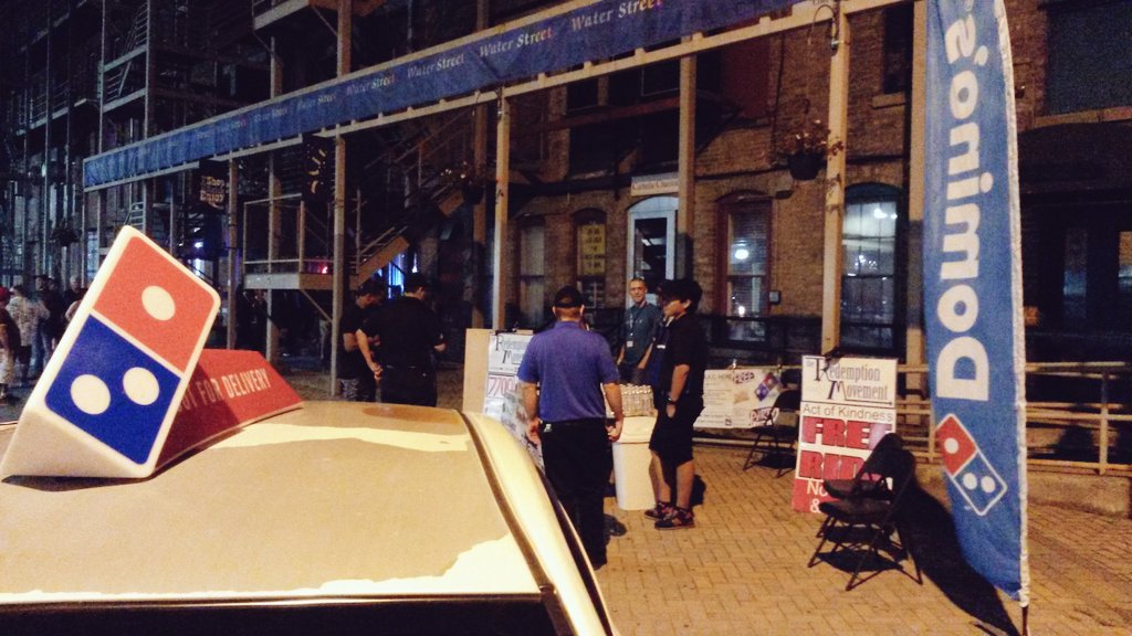 RedemptionNY's tweet photo. Heyooo! Free @DominosK3 pizza party at 1:30am, Water Street, #Oneonta!#OneontaRides #outreach #ActOfKindness https://t.co/PJLasl9MOj