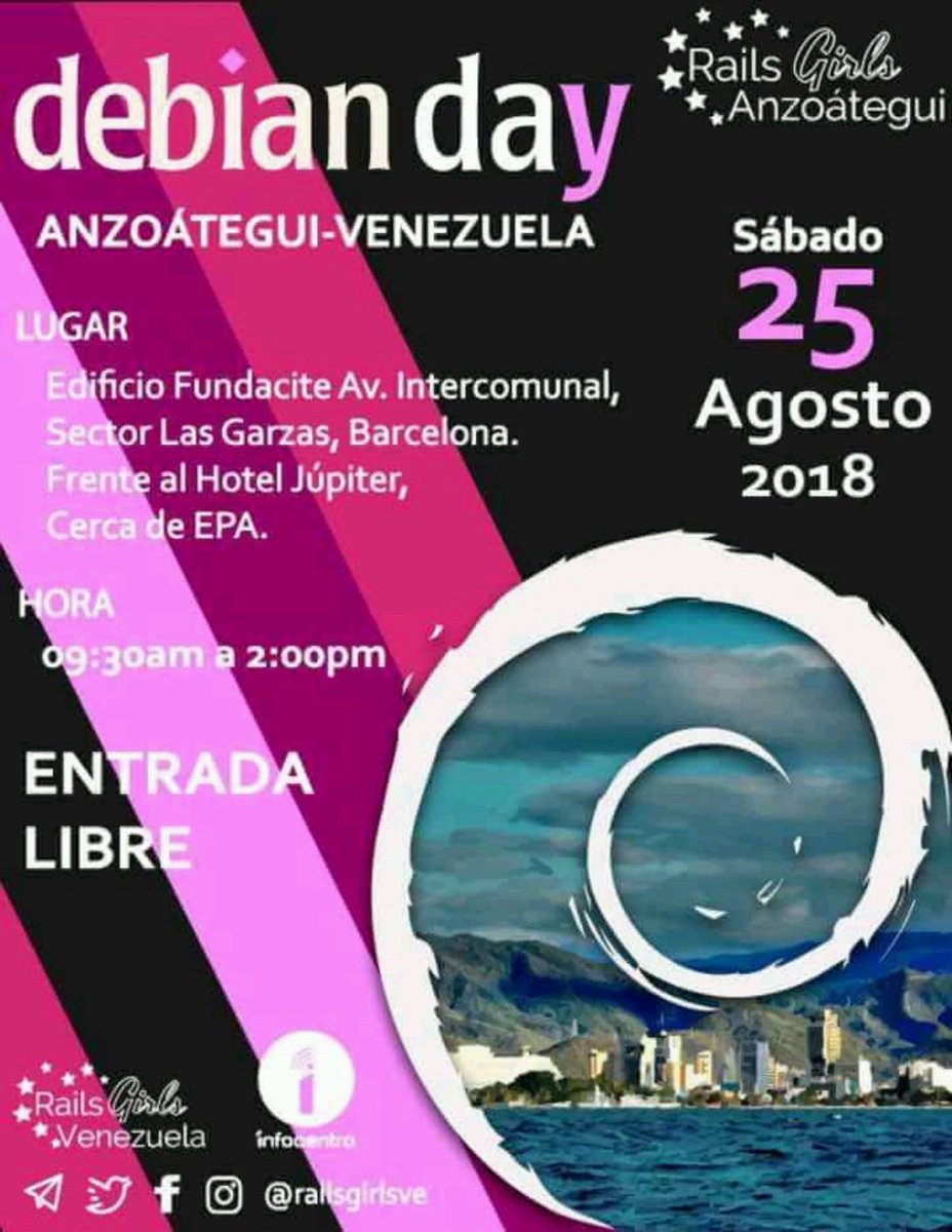 techbustersve's tweet image. Atención Barcelona... mañana!
#debian #debianday #FLOSS #Linux #Barcelona #ANZOATEGUI