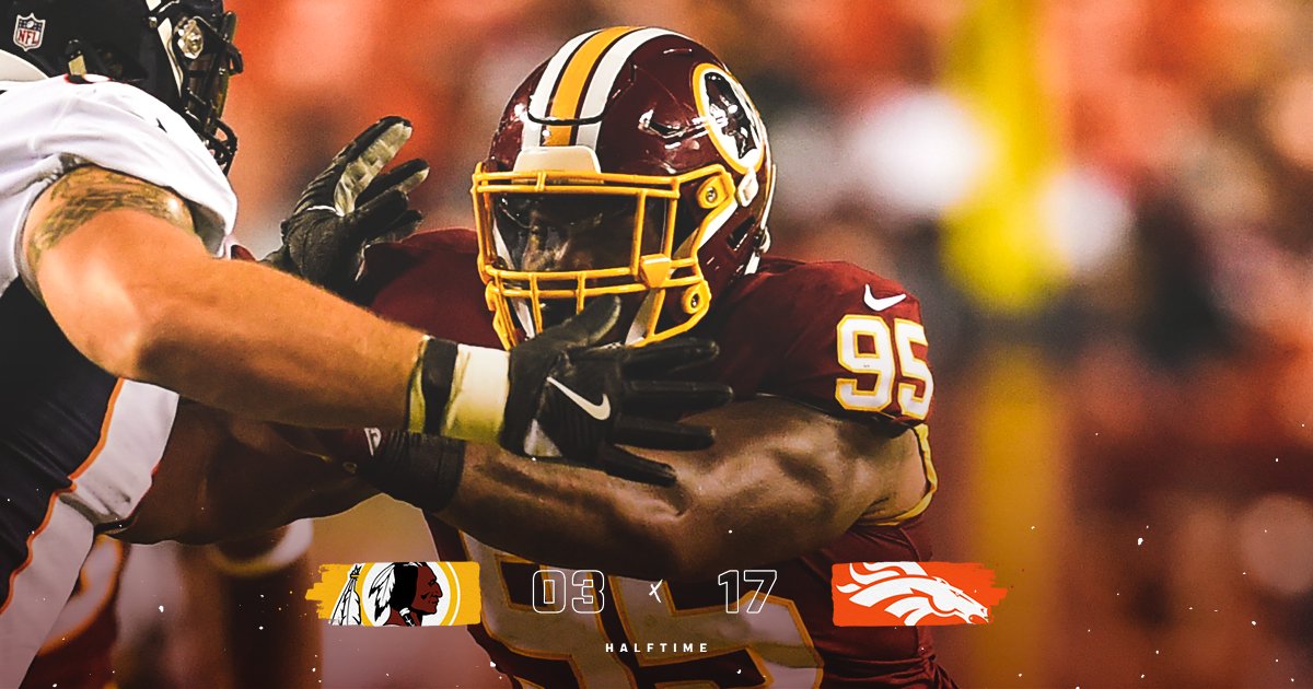 Commanders's tweet image. 1st half in the books.

#HTTR | #DENvsWAS