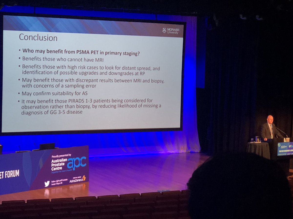 Henry_YC_Pan's tweet photo. Thanks Prof @mfrydenberg for the great talk on PSMA PET/CT and it’s role in BCR and the role of SUVmax in correlation w Grade Group. Complementary PSMA PET and MRI for imaging in recurrence - great argument for PSMA PET/MRI. @JGrummet #prostatecancer #APCC18 https://t.co/6jP2Yu4eOy