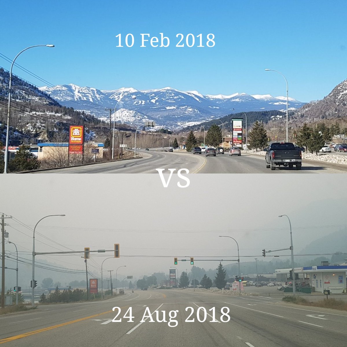 BelHart85's tweet photo. I am missing seeing the mountains and our clean air :( Devastating what is going on in our province this year. Thank you to all the hardworking people in all aspects of fire fighting! #BCWildfire #trailbc #StaySafe #ThankYouFirefighters #airquality #pleasesendrain https://t.co/gHdhbi23hv