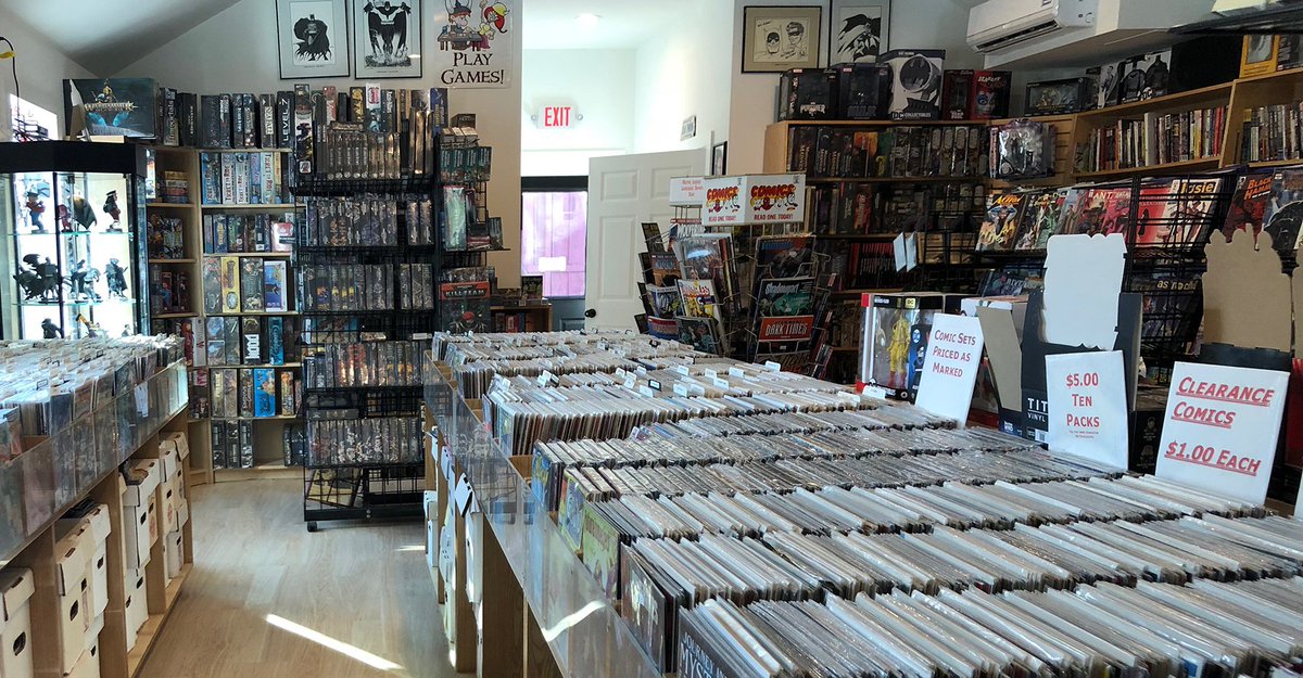 MeepleMaven's tweet photo. 🎲 Today's pitstop at #CaveComics completed my tour of CT #BoardGameStore s. 📦Modest but respectable #BoardGame corner. Time to start again 🙃 https://t.co/QolPKjDxma