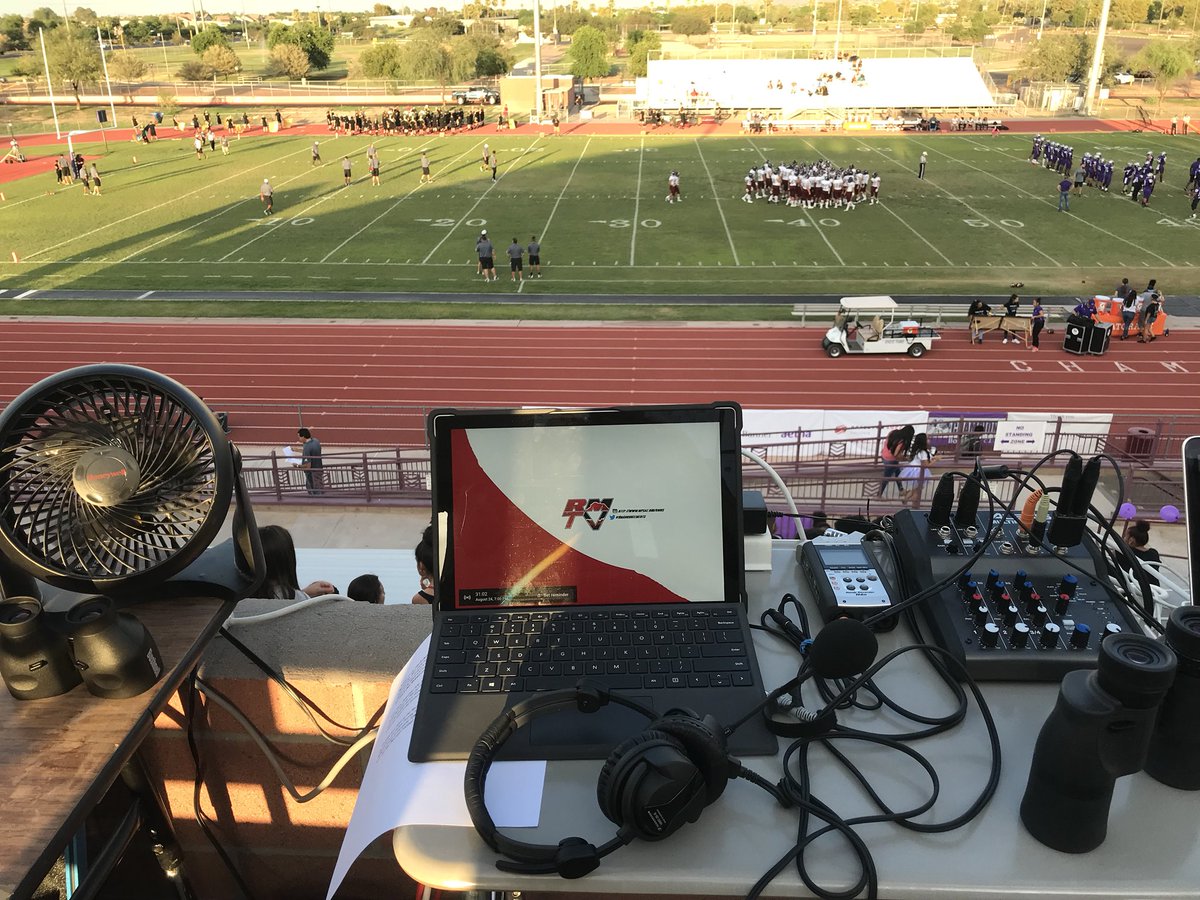 JP_Bcast's tweet photo. All setup for @RedMtnFootball at @Chavezfball! Kickoff coming your way in less than 30 minutes on @RedMountainTV! Join us LIVE from Laveen! 🏈🔥🌵@AZPreps365 

Tune: https://t.co/uqD8qC3IGF
💻📱📺 https://t.co/zr8HaR8NTw