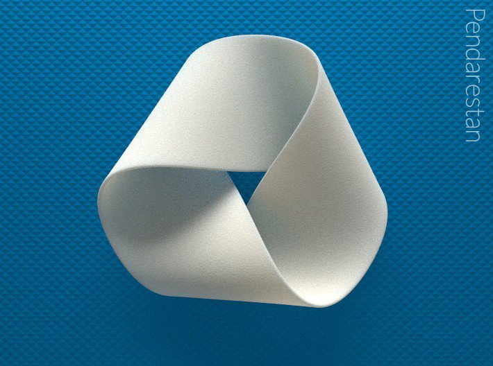 pendarestan's tweet image. New resin sculpture! A perfectly folded three half-twist Mobius strip in zero gravity.
See it in 3D: shpws.me/QBNJ
#3Dprinting #mathart #sculpture