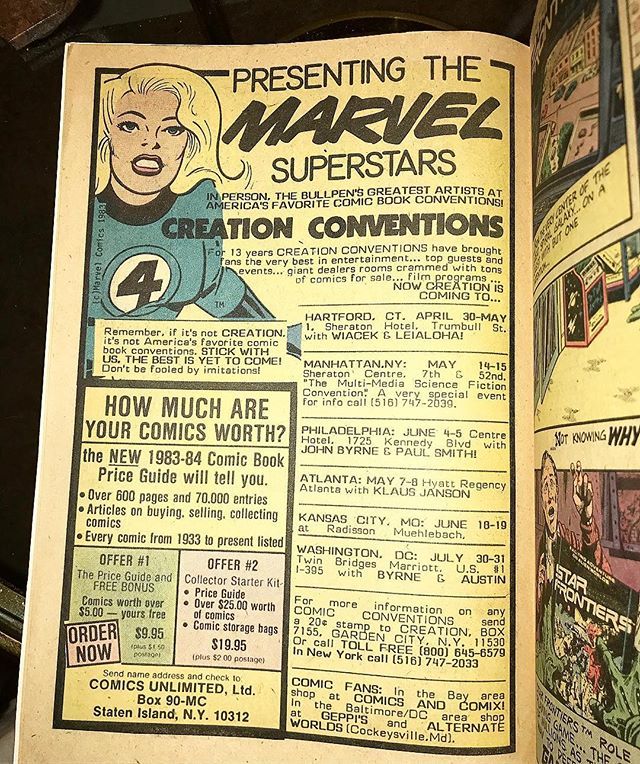 #1983 #ComicConventions — meet #KlausJanson at an Atlanta hotel, or #JohnByrne at a Philadelphia hotel. #CreationCon — #CreationConventions — #MarvelArtists #MarvelComics ift.tt/2P4hol5