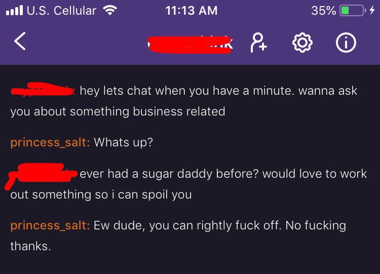 PrincessSalt1's tweet photo. Twitch never seases to entertain 😂🤷‍♀️ #funny #creep #shouldiconsiderit #twitchtv https://t.co/zCuahM5r4f