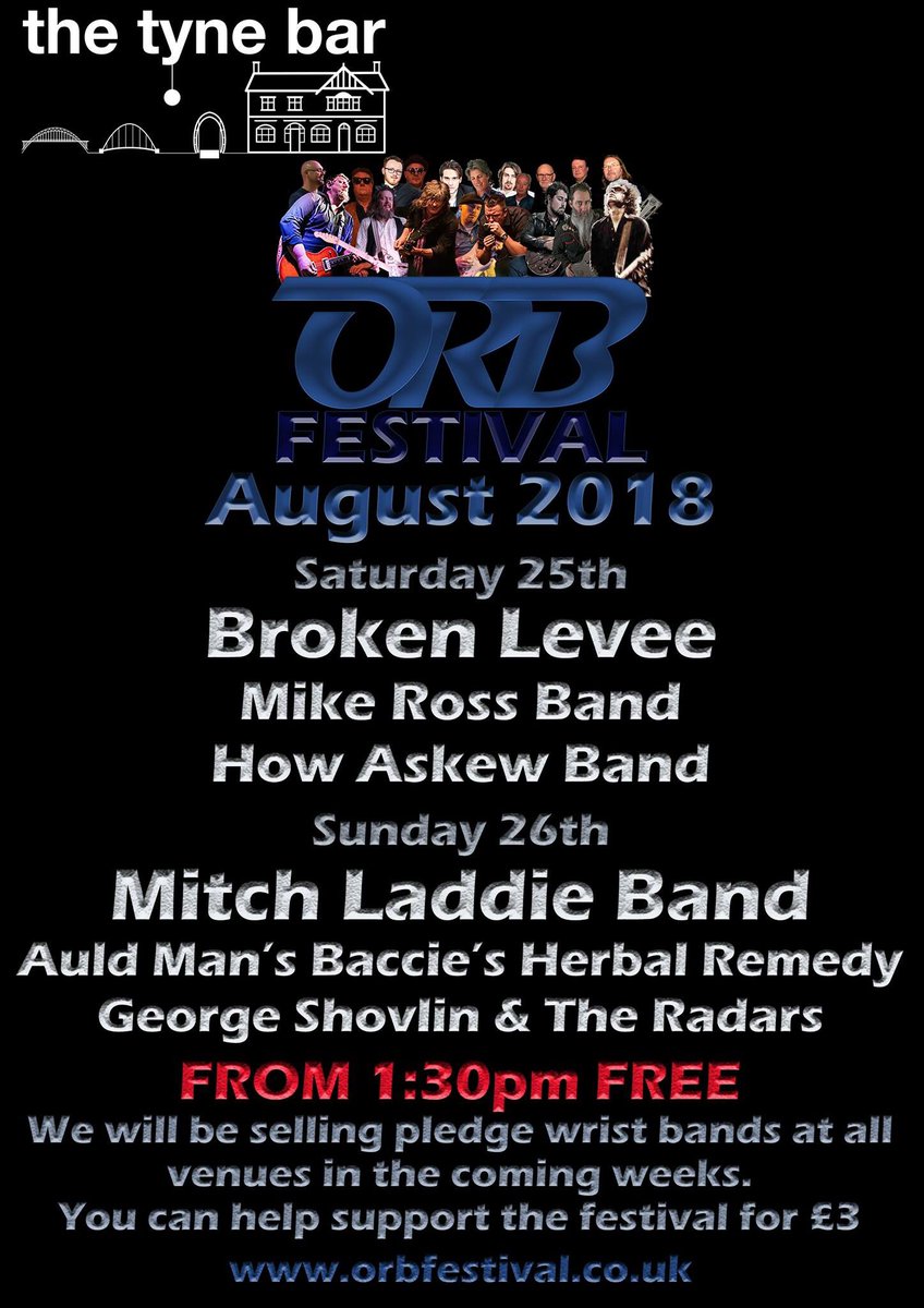 🕶 Today’s the day folks - the weather is fine and Ouseburn Delta will be in full swing for the start of #ORBFestival.

Here’s our stage times for Saturday: 

1.30pm ~ How Askew Band
3pm ~ The Mike Ross Band
5pm ~ Broken Levee