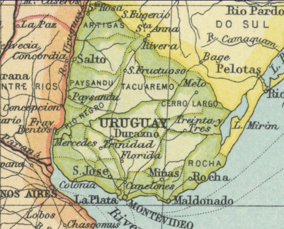 Uruguay from Times World Atlas. 1920.