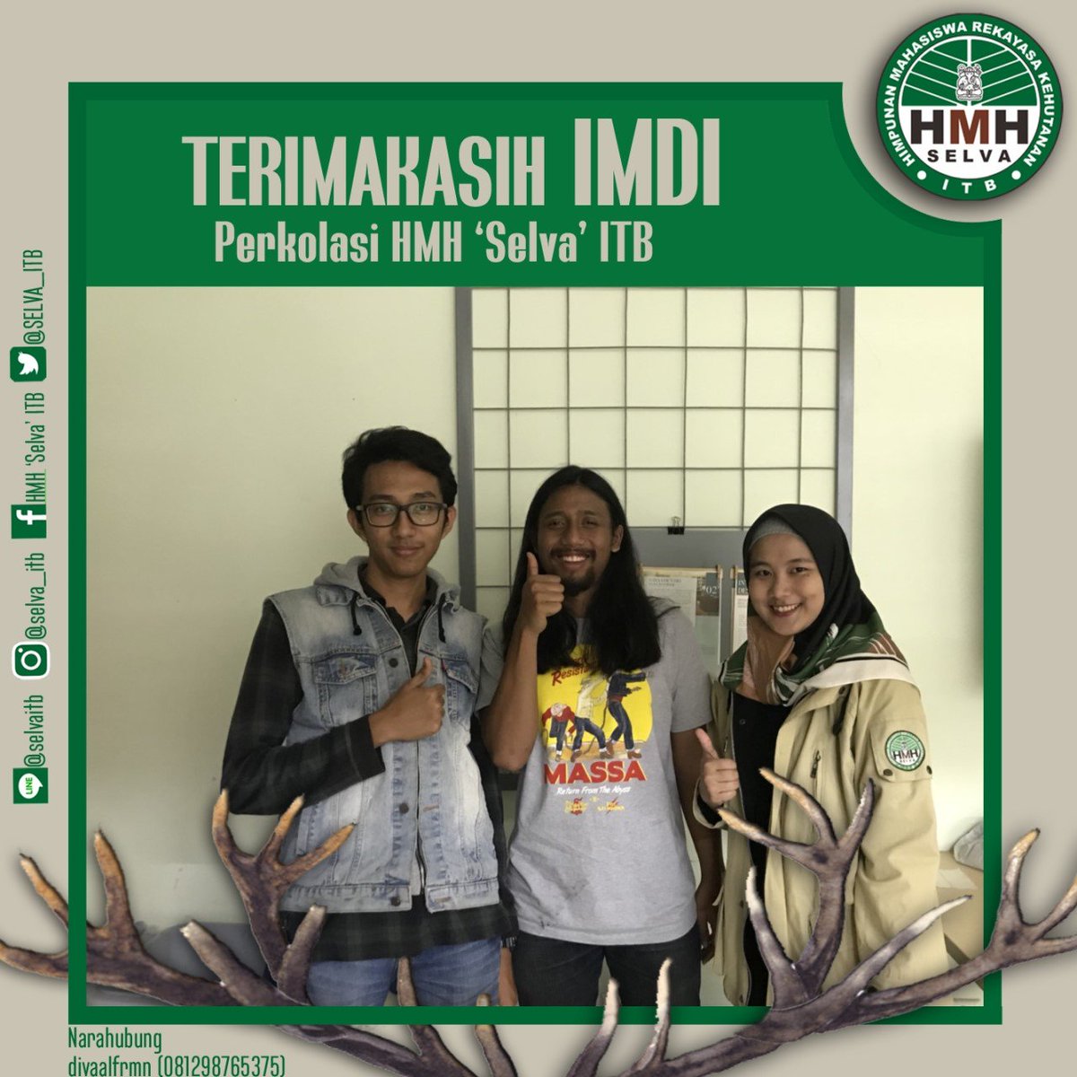 [PERKOLASI SELVA]

Kunjungan telah dilaksanakan!! Terima kasih HMP , IMDI , dan INDDES yang telah menerima HMH ‘Selva’ ITB dengan tangan terbuka. Semoga bisa bertemu di lain waktu dan hubungannya terjaga selalu.

#PerkolasiSelva
#SelvanuAING