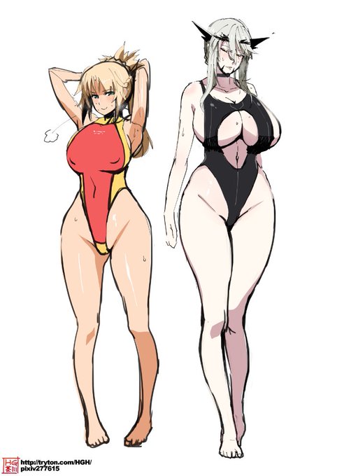 本日の画像:ハイレグ親子
夏が終わる前に描きました 