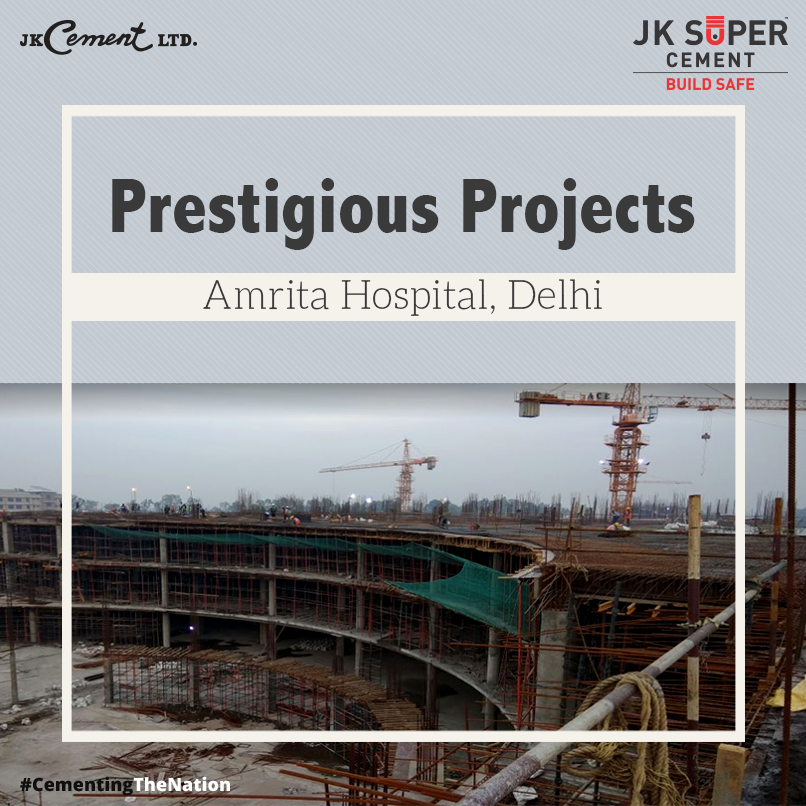 JKCementIndia's tweet photo. #JKSuperCement is proud to be associated with Amrita Hospital in #Delhi. This super specialty, #solar powered hospital is under construction and is designed to have minimal #carbonfootprint and zero wastewater discharge. #PrestigiousProjects https://t.co/yqt0YEne6G