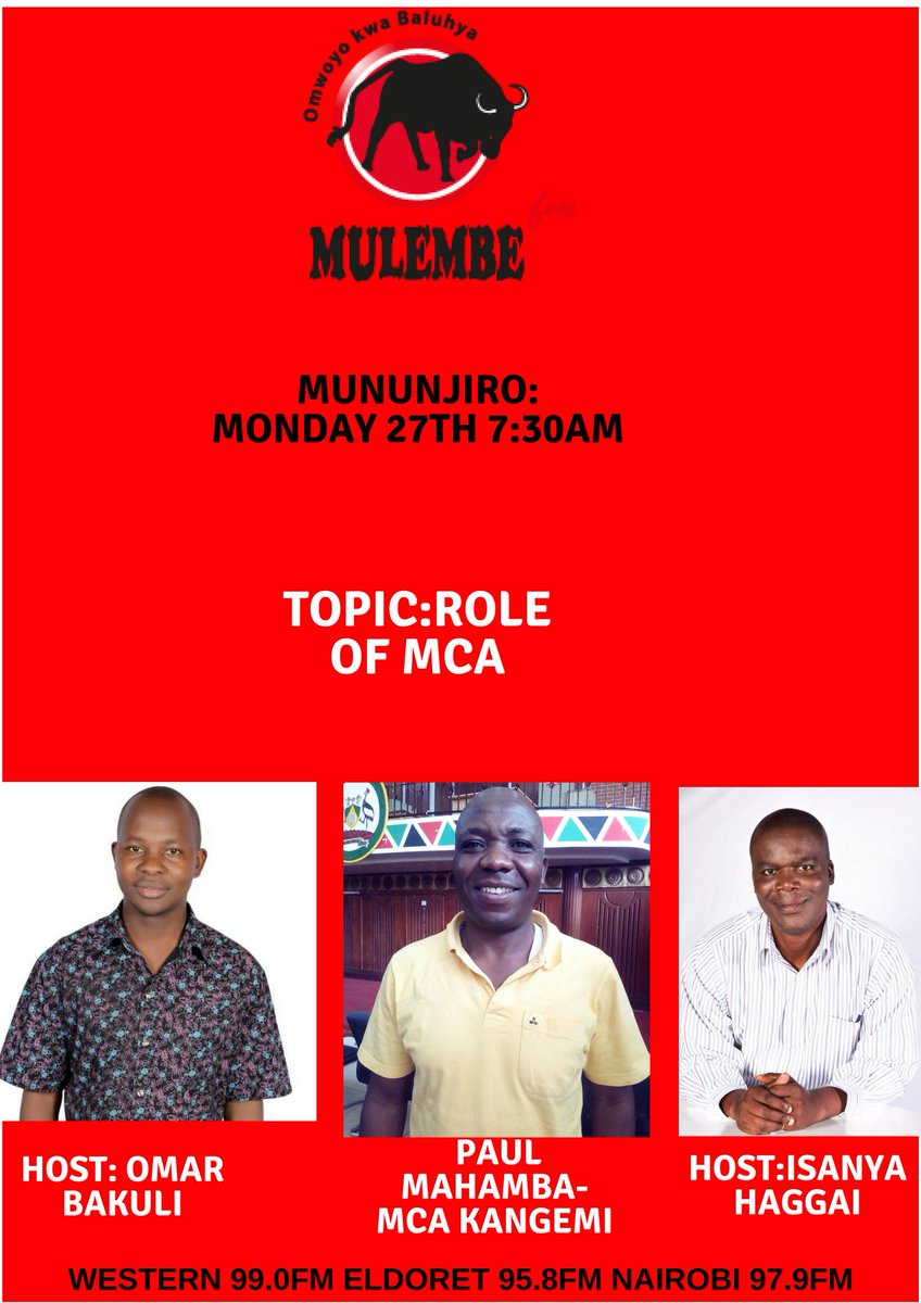 #Mununjiro Monday 27th ----------------------------kuwa nasi....... <a href="/Bakuli1/">Omar Bakuli Lutatwa</a>  <a href="/HaggaiIsanya/">haggai isanya</a>  <a href="/pakadima1/">Pamela Kadima</a> <a href="/vincentateya/">Vincent Ateya</a>