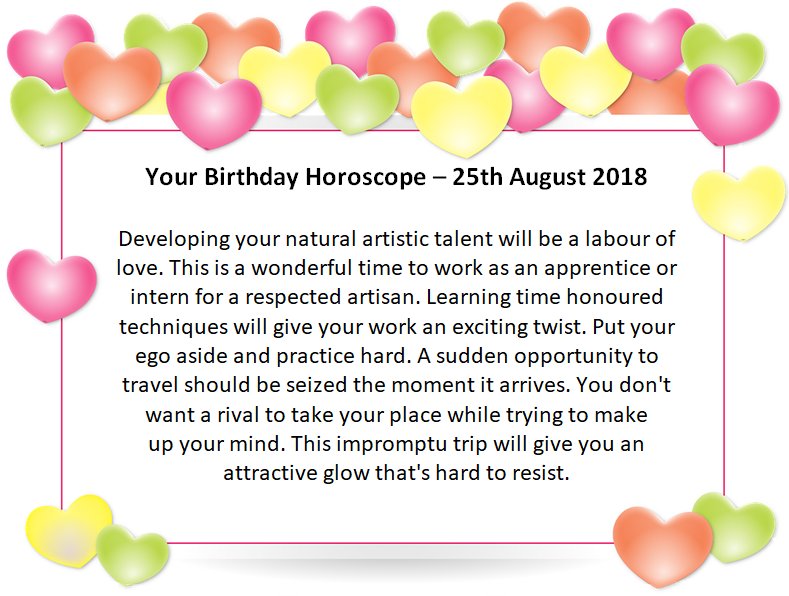 RussellGrantcom on Twitter: "Your #Birthday today, 25th August..? Here's your special day #Horoscope #Virgo Happy Birthday! More at https://t.co/7ngIn4Mm1q https://t.co/hDohSeZKXj" / X