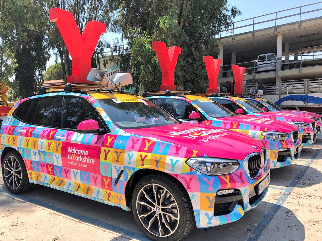 Welcome2Yorks's tweet photo. We have touched down in Spain for the start of the Vuelta a España and will take on a lap of the country in the race’s publicity caravan to raise awareness about Yorkshire being a world-class cycling destination. @lavuelta #LaVuelta18 https://t.co/Gsyk6tyzmT