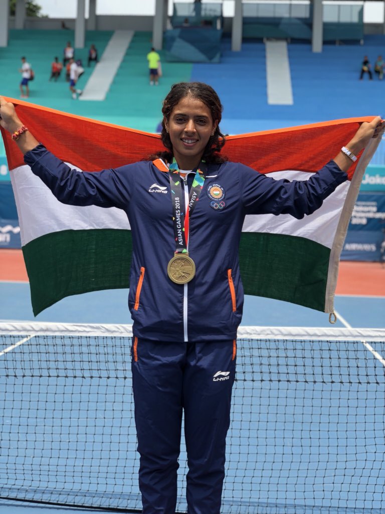 ankita_champ's tweet photo. And God has been kind! 😇🙏🙇‍♀️🥉Thank you India for your blessings and wishes, wouldn’t have been possible without it! #Gratitude #JaiHind #AsianGames2018 #Tennis #Singles #Dreamcometrue #FirstMedal #Moretocome #UpwardsandOnwards https://t.co/EPGq78dtVq