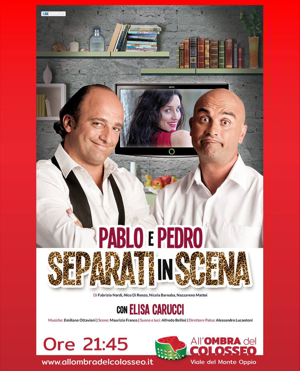 Questa sera Pablo e Pedro in “Separati in scena” sul palco di All’ombra del Colosseo! Info e biglietti => bit.ly/CheSpettacolo
 #EstateRomana #Cabaret #AllOmbraDelColosseo #StreetFood #Aperitivo