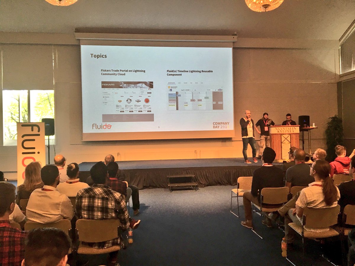 FluidoTweets's tweet photo. #FluidoDay @FluidoTweets ‘ own breakout sessions started now! Today we’re discussing #Lightning in #Communities, #FieldService &amp; #CPQ, as well as customer data and #MarketingAutomation 

#FluidoWay https://t.co/8o4cH37gDM