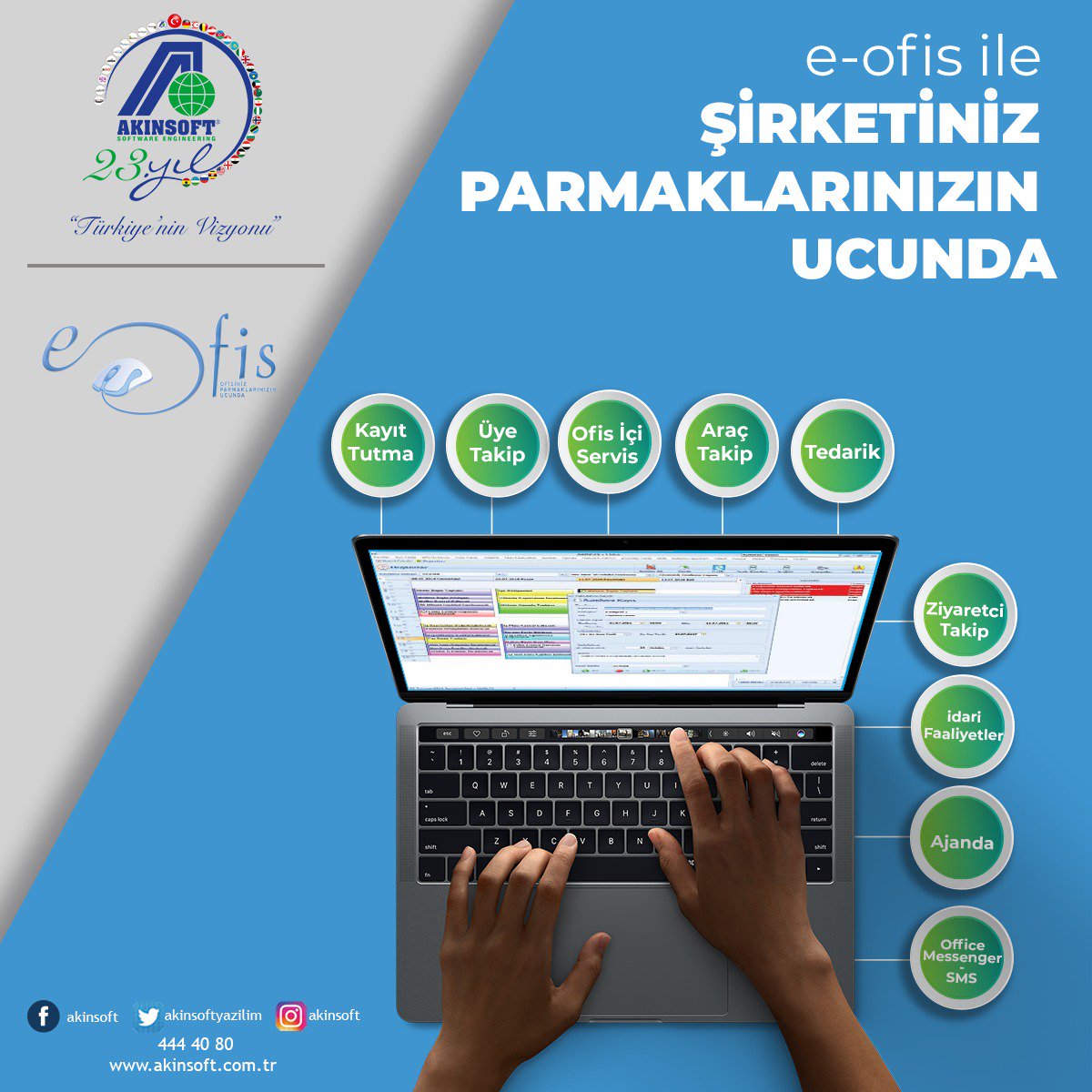 AKINSOFT E-Ofis İle İşletmenizin Tüm İş Süreçleri Kontrolünüz Altında.
Detaylı bilgi 0232 332 13 02 akinsoft.net/programlar/prg…
#eofis #sirketyonetimi #ofis #yonetim #istakip #idarifaaliyet #aractakip #OfficeMessenger #sms #ziyaretcitakip #tedarik #ekranizleme #ofisyazilimi #akinsoft