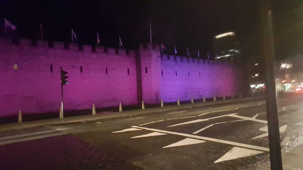 Cardiff Castle all lit up for Pride Cymru #SignifyLighting