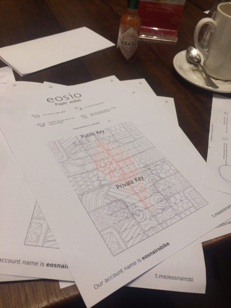 Taking the $EOS #paperwallet for a spin. You can grab your copy here bit.ly/EOSPaperWallet. Remember to fold it and hide it in a secure location. #ColdStorage #Blockchain #Crypto #Data #Wallets #Security #Privacy #Nairobi