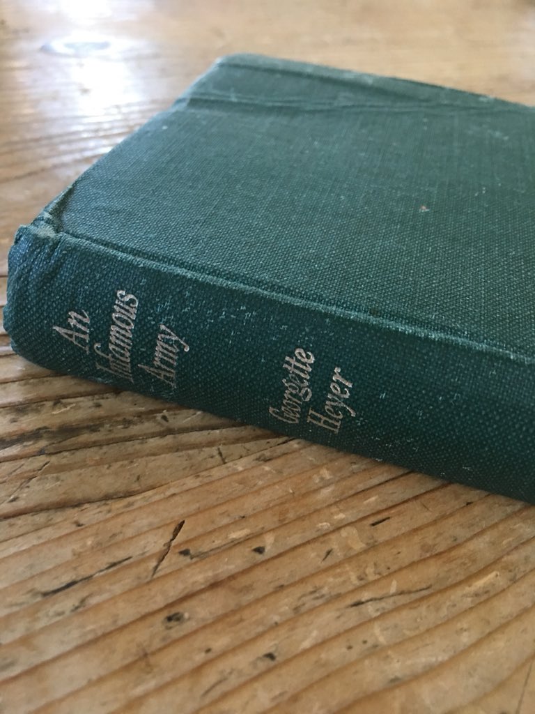 LibraryMelissa's tweet photo. I bought this copy (Heinemann 1944) of An Infamous Army because I loved the map of Waterloo on the end papers. And it’s a pocket edition. What’s the point of having a pocket if you don’t have a book in it? #georgetteheyer #waterloo #secondhandbooks #collecting #notalibrarybook https://t.co/oV9btPlxGV
