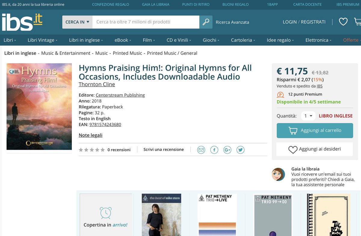 ClineThornton's tweet photo. “Hymns Praising Him”available in Italy. You can buy in the USA! #hymnspraisingHim.  #thorntoncline. #halleonard https://t.co/bp2Rj3DAQH