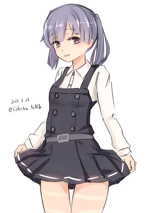 #艦これ版深夜の真剣お絵描き60分一本勝負
#艦これ版真剣お絵描き60分一本勝負_20180825
大潮 

日焼け跡 