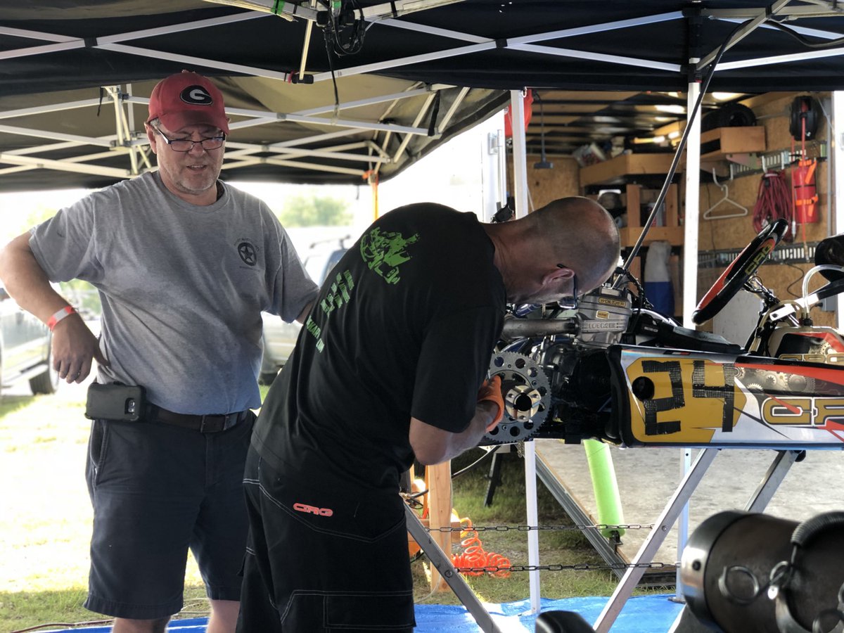 CoreKartingUSA's tweet photo. Morning practice sessions are under way! Core is making adjustments as he our team members learn the Gulf Coast Karters track. https://t.co/KYuCsnysg8