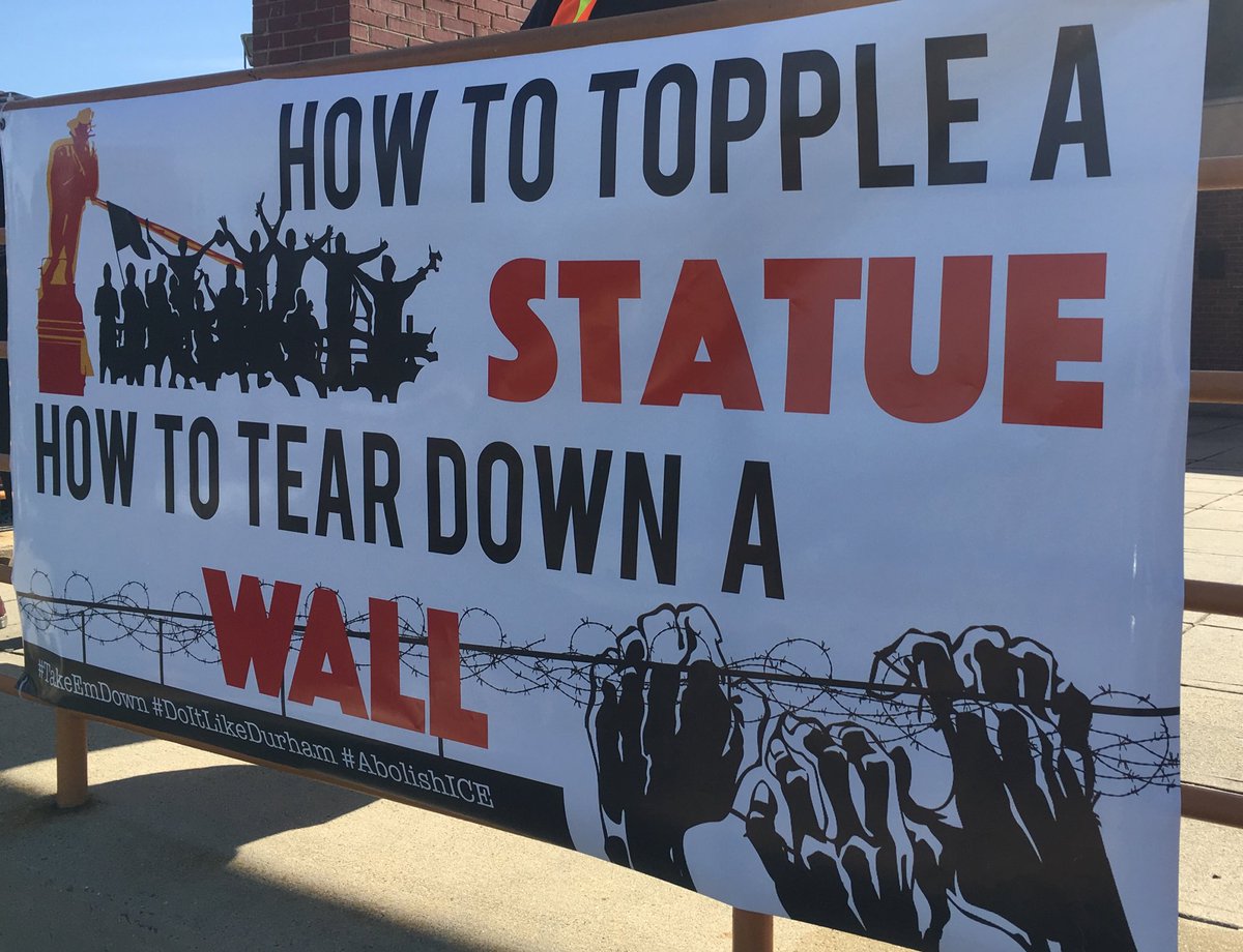 workersworld's tweet photo. “How to Topple a Statue, How to Tear Down a Wall” conference kicking off in Durham! #DefendDurham #SmashWhiteSupremacy #AbolishICE #DoItLikeDurham #TakeEmAllDown https://t.co/0a1XfrlWgn