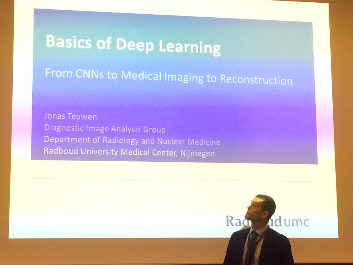 EuSoMII's tweet photo. Joint session #eusomii #EFOMP at #ECMP2018 in Copenhagen.
@jonasteuwen introducing the Basics of Deep Learning. https://t.co/j6P4I5TsKZ