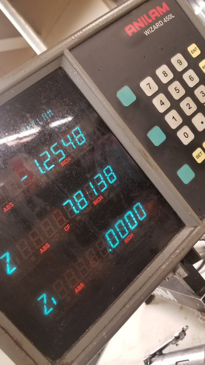 ElecHw's tweet image. Had to replace the Z axis scale on this old #Anilam #450L #DigitalReadOut with an #AcuRite #SENC150 5um scale.

Note the CF is lit up on the Z axis. Over 6 inches, the wear in the compound/tool holder was +0.003

#FixingAmericanManufacturing 
#HWMachineRepair 
#Manufacturing
