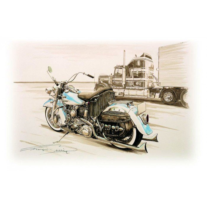 Pintura de François Bruère titulada HD Truck desguaceweb.com #DesguaceWeb #FrançoisBruère #HDTruck #culturabiker #pinturabiker