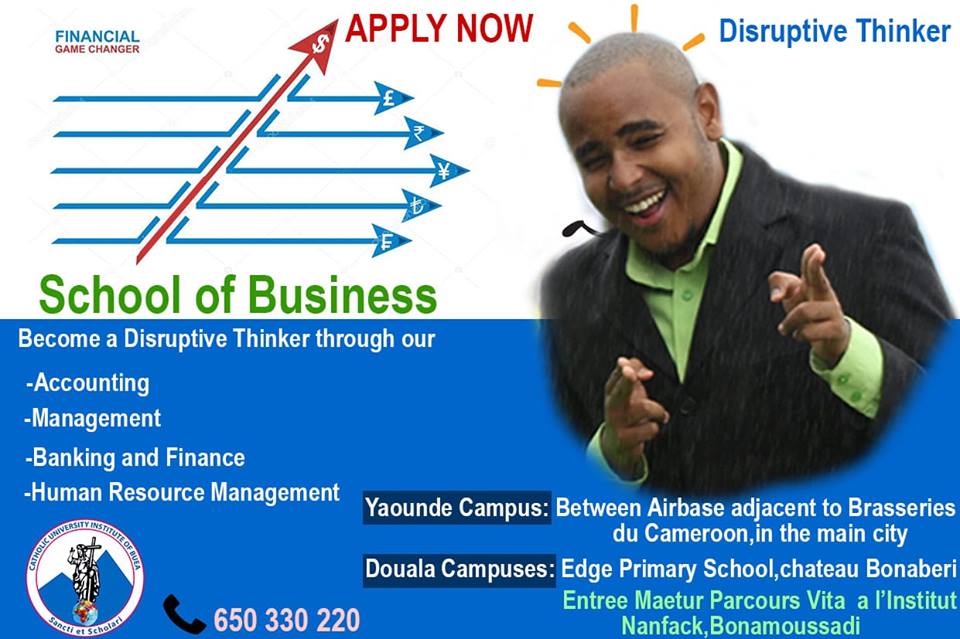 CUIBCameroon's tweet photo. CUIB  Satellite CAMPUSES are now set for September. Make your choice :  Douala, Yaounde or Buea!!! The most evident reality is that you will be  the Next disruptive Thinker from CUIB, the Cradle of Innovation and  Entrepreneurship!!! https://t.co/YwiA8Z3SVA