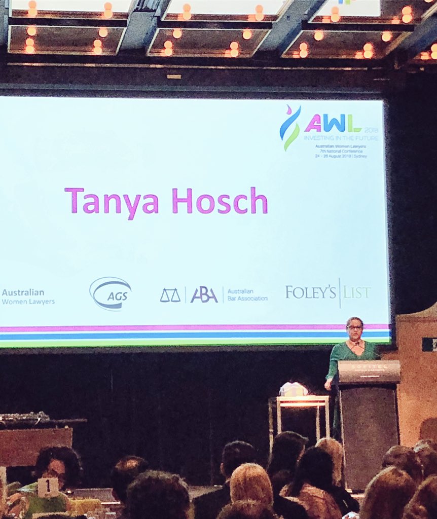 The fierce <a href="/tanyahosch/">tanya hosch</a> delivering an amazing speech at AWL Gala Dinner - take an Aretha style approach to inclusion, diversity and leadership. Show respect and remember to stop and think #AWL2018 <a href="/AusWomenLawyers/">Australian Women Lawyers Ltd</a>
