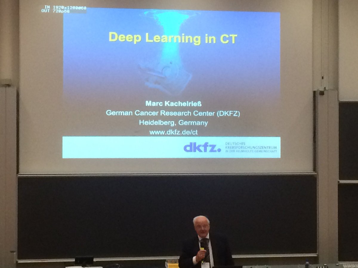 cancerphysicist's tweet photo. Fantastic end to the conference - very inspiring talk by Marc Kachelrieß on CT reconstruction and deep learning. (Won’t make an attempt at picking out any individual slides, but the presentation should get online soon.) #ECMP2018 #medphys https://t.co/2UVMGEqYjH
