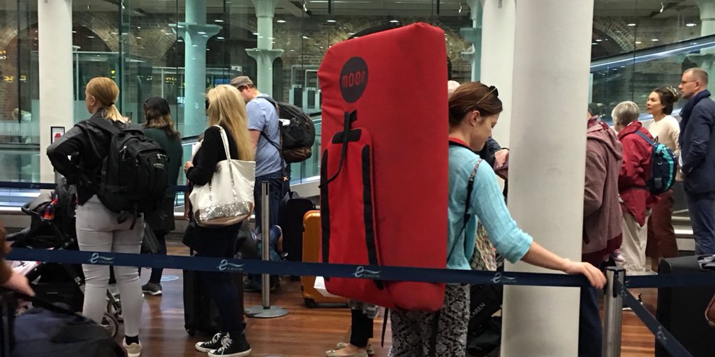 Nrapchuk's tweet photo. My husband complains that I don’t know how to travel light. But at least I don’t take my bed with me. #Eurostar https://t.co/QP0B7ve7DP