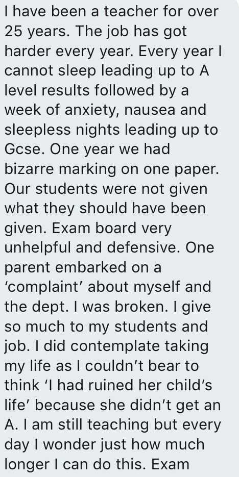 RogersHistory's tweet photo. Teacher, 25 years experience, contemplated taking own life over “complaint” by parent based on exam result of child. https://t.co/bT3jkaBSNK