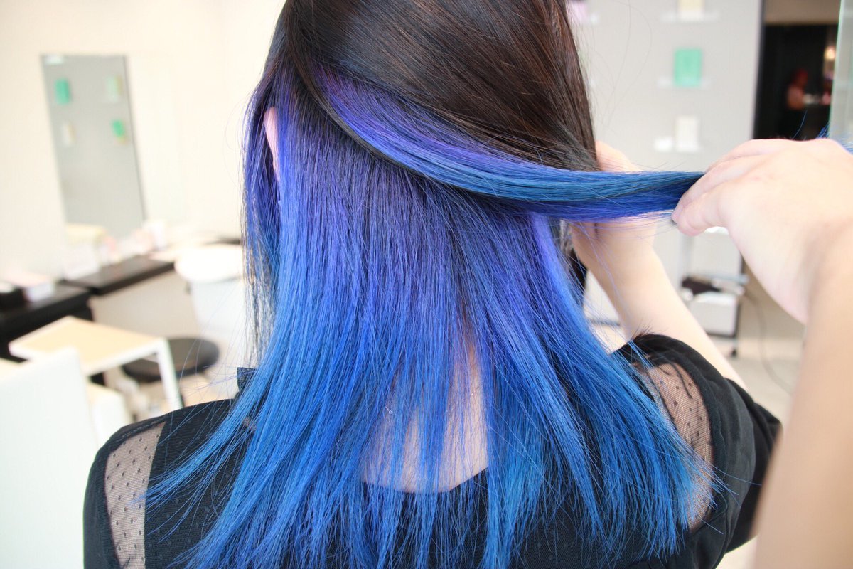 Natsuhiro Yamamoto Twitterren インナーカラー パープル ブルー グラデーション インナーカラー インナーカラーブルー 青髪