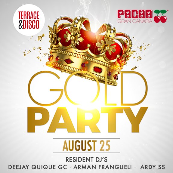 PachaGC's tweet image. 🇪🇸 Gold Party ￼⏯ Una noche única para disfrutar Pacha🍸brilla en el mejor ambiente del sur de la isla ￼🍒 
🇬🇧 Gold party ￼⏯ an unique night to enjoy Pacha🍸shines in the club of the south of the island ￼🍒
 #PachaGranCanaria #PachaGC #GranCanaria #ViveLaNoche#PurePacha