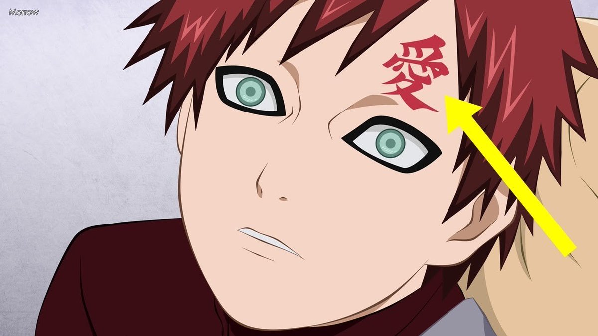 O símbolo na testa do Gaara do deserto significa amor