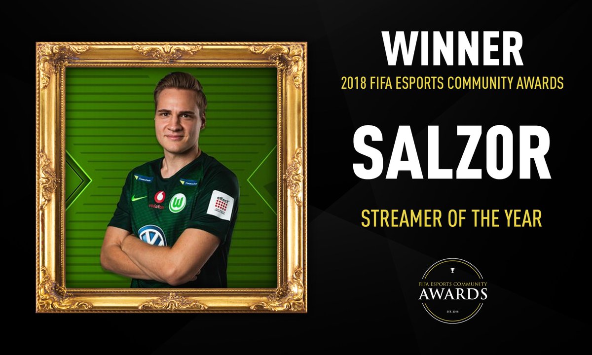 FIFAeAwards's tweet photo. FIFA ESPORTS COMMUNITY AWARDS
STREAMER OF THE YEAR

🏆 @VfL_SaLz0r https://t.co/pRtwbPW981