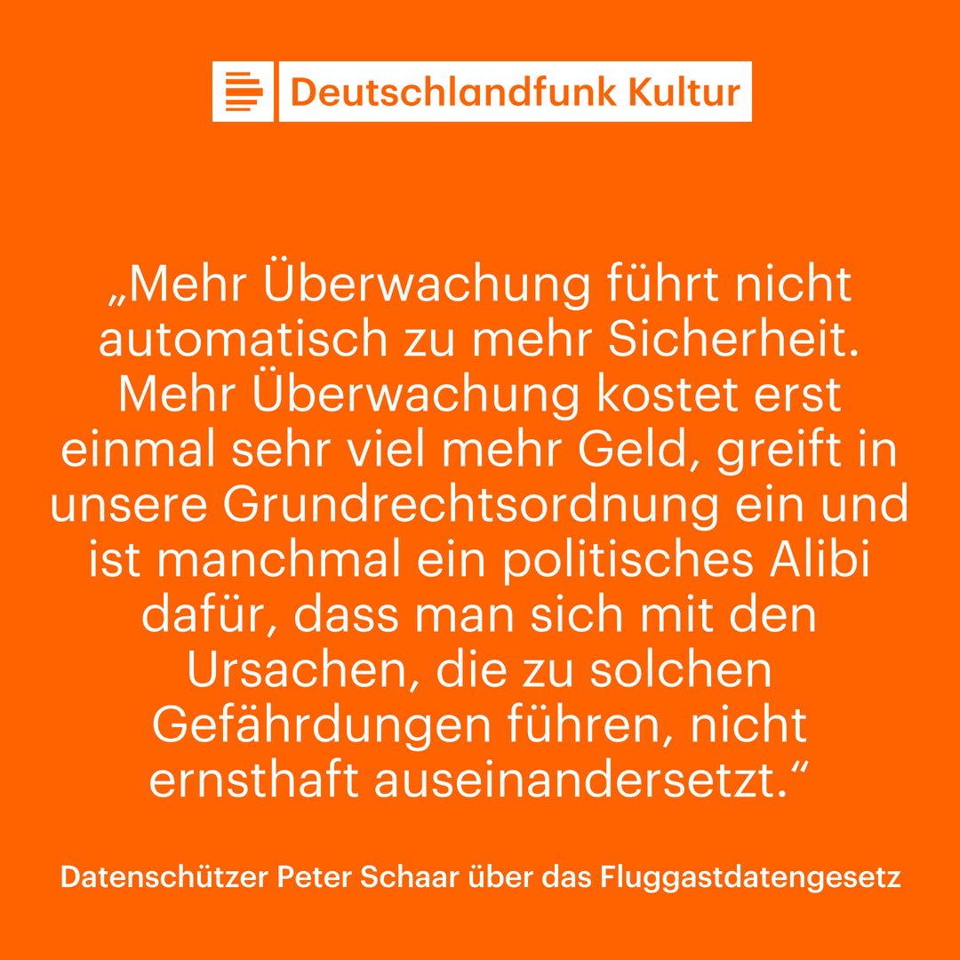 breitband's tweet photo. "Mehr Überwachung führt nicht automatisch zu mehr Sicherheit."
Hier geht's zum Interview mit dem Datenschützer @Peter_Schaar: https://t.co/6jX9nZ7IKv
#Fluggastdatengesetz
#PassengerNameRecord
#Überwachung
#Datenschutz https://t.co/twZy0c88jf